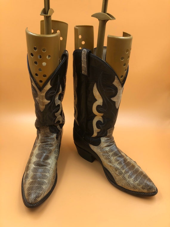 Black men's boots from real leather vintage show … - image 1