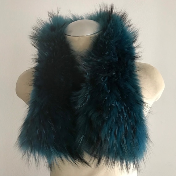 Turquoise Women's Collar real polar fox fur festi… - image 1