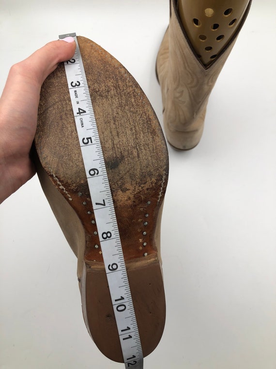Beige men's boots real suede vintage embroidered … - image 5