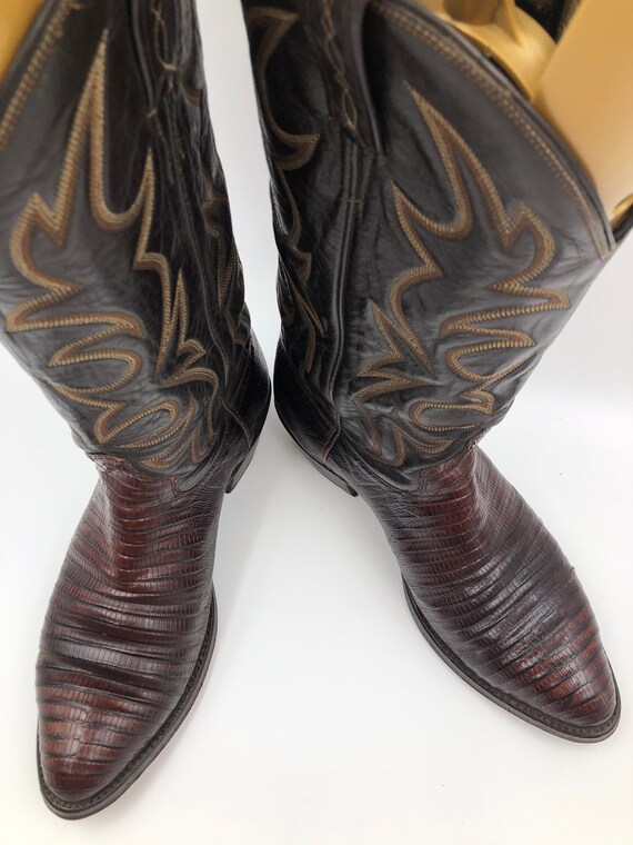 Brown men's boots real lizard leather vintage boo… - image 5