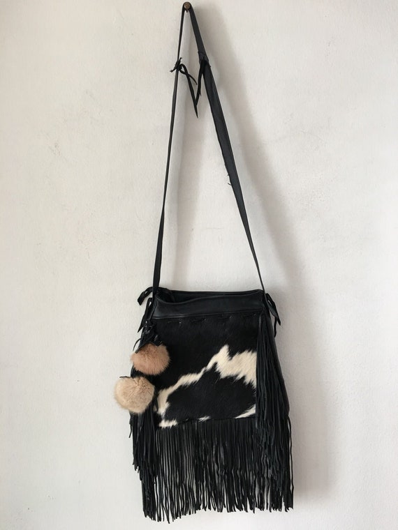 Women's Original Handmade Handbag Real Cow fur an… - image 2