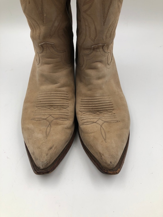 Beige men's boots real suede vintage embroidered … - image 2