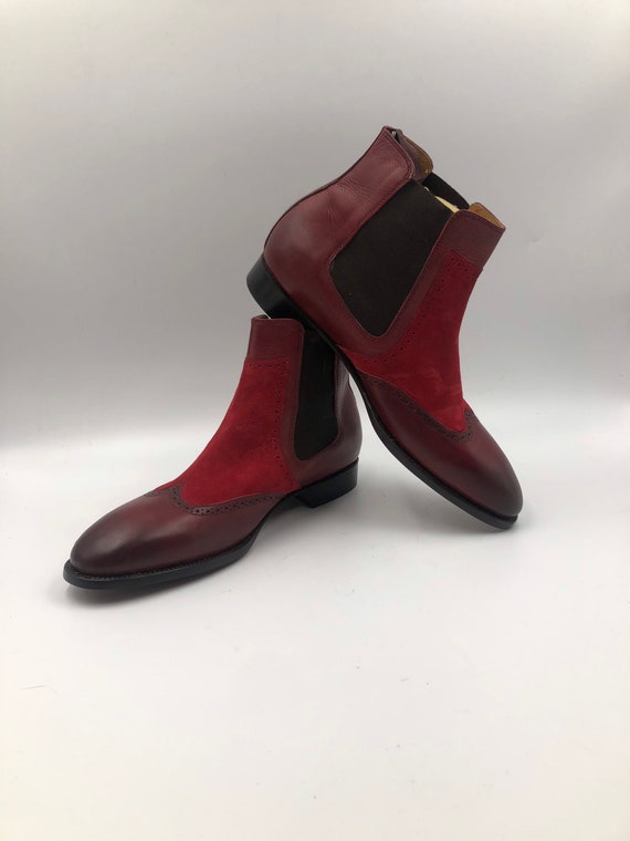 Red Ankle Boots Men's Short Boots Real 