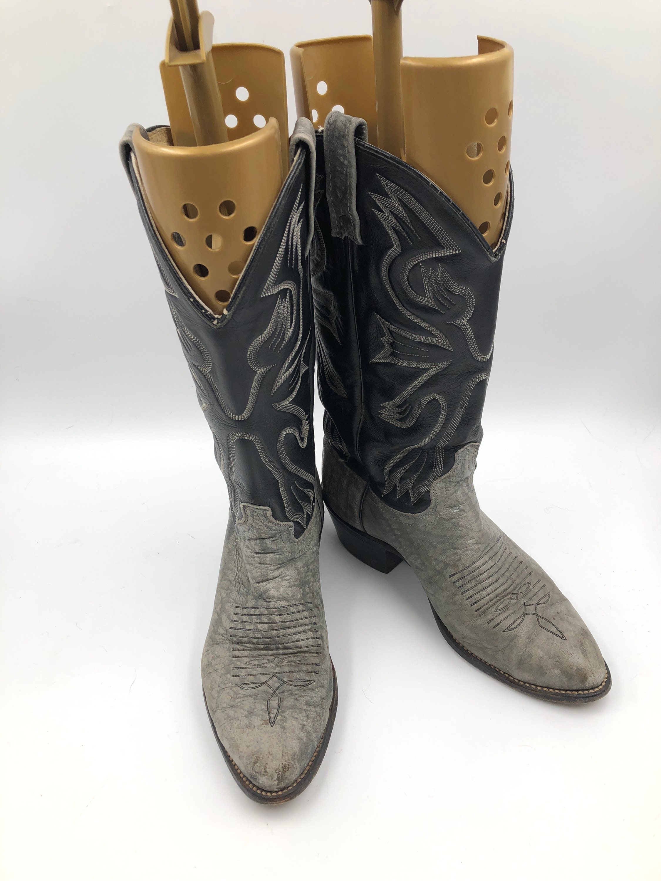 Mens Size 9 EW Gray Leather Cowboy Western Boots Gray Solid Western Boots for Men for Sale | Shop New & Used  main image 3