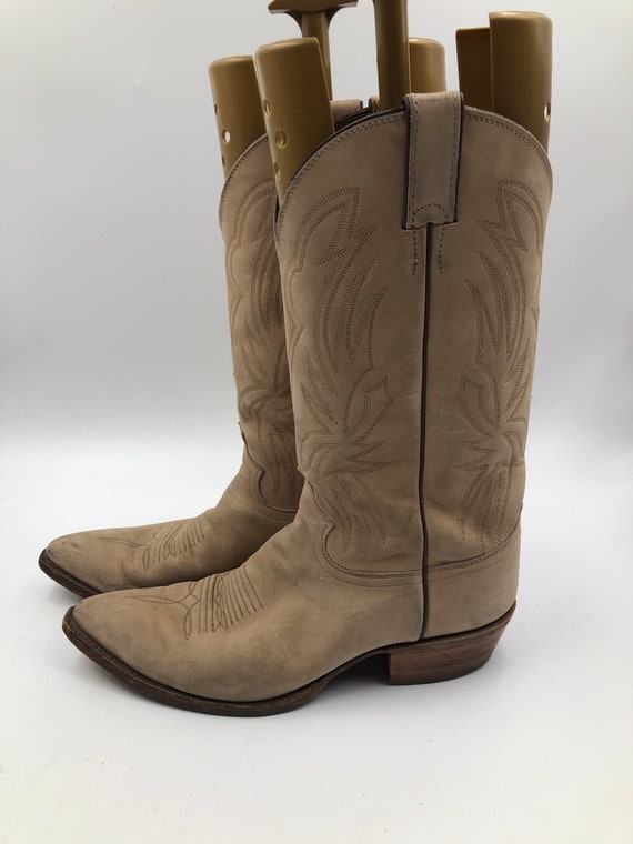 Beige men's boots real suede vintage embroidered … - image 3