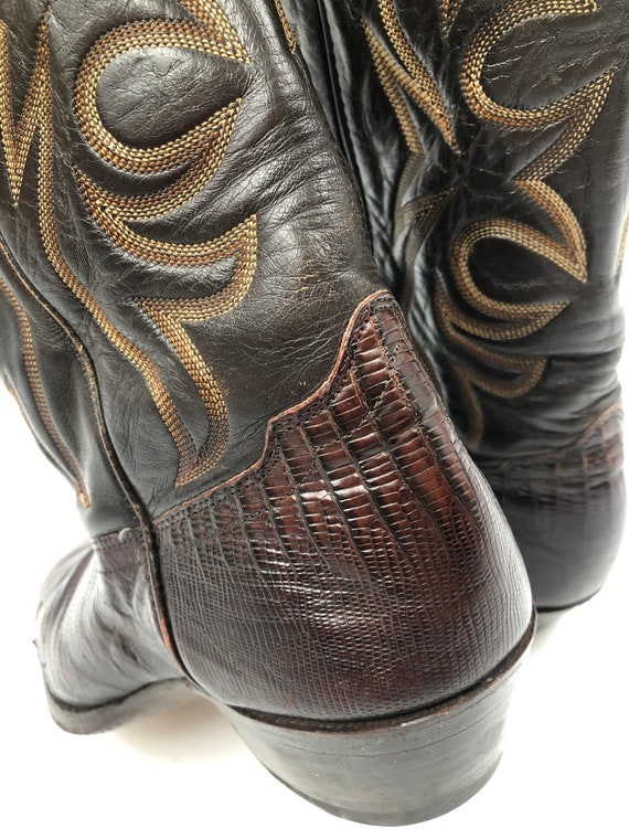 Brown men's boots real lizard leather vintage boo… - image 6