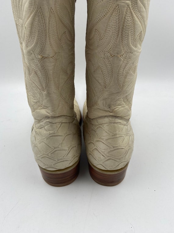 White men's boots real leather vintage embroidere… - image 4