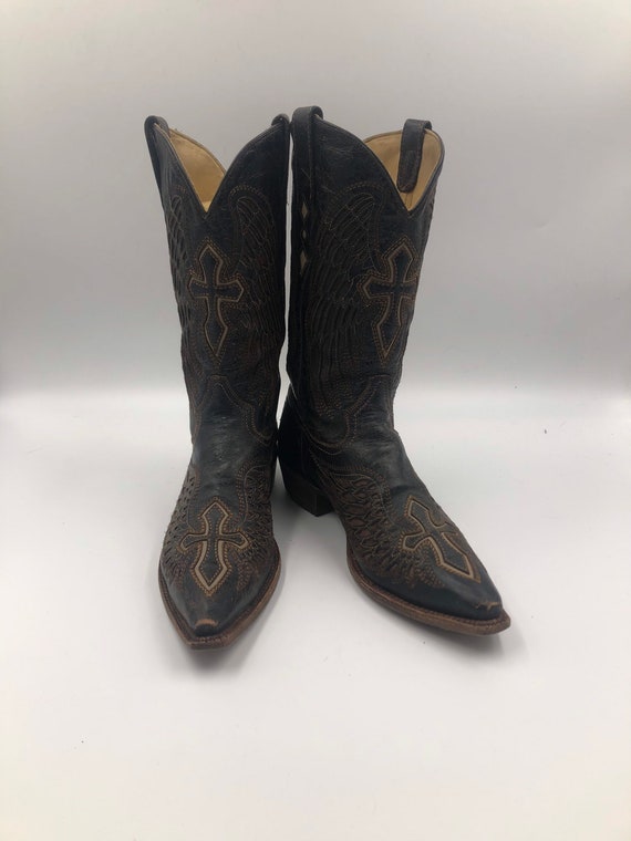 Black boots, men's boots, real leather, vintage, e