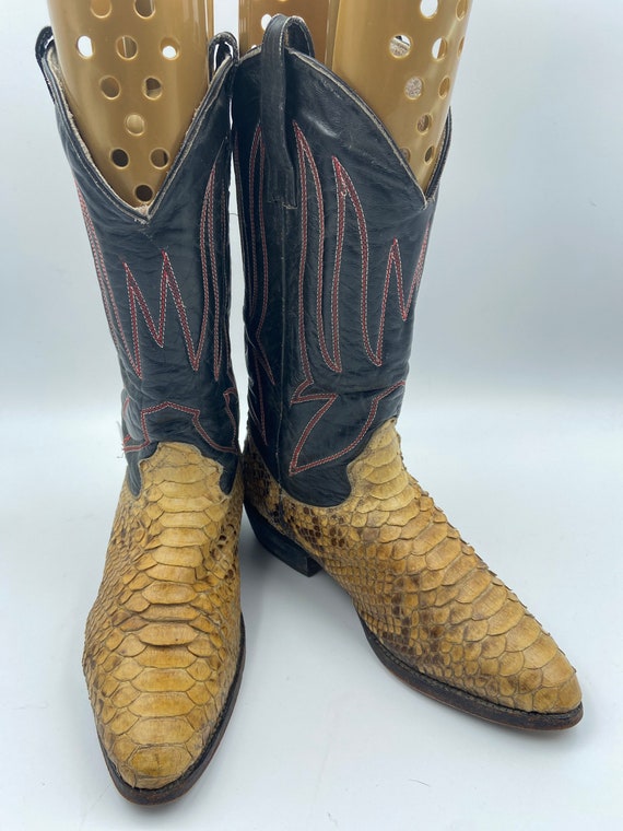 Beige and black men's boots from real python leat… - image 2