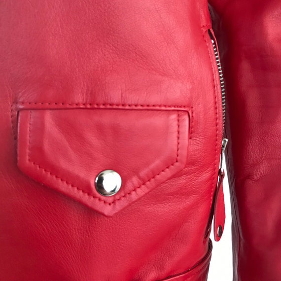 Red women's jacket from real leather casual jacke… - image 6