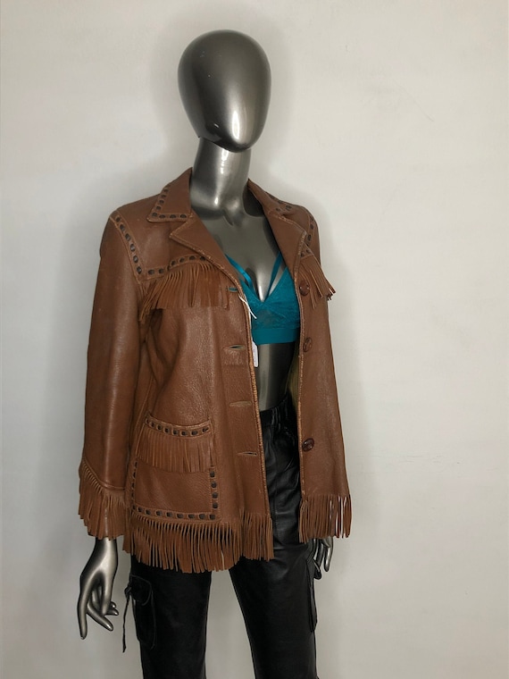 Brown women's jacket real leather streetstyle jack