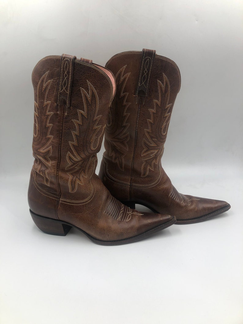 Brown Men's Boots From Real Leather Vintage Boots Embroidered With ...