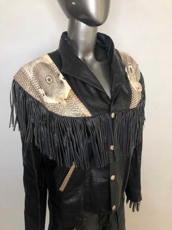 Black women's jacket from real python leather wit… - image 2