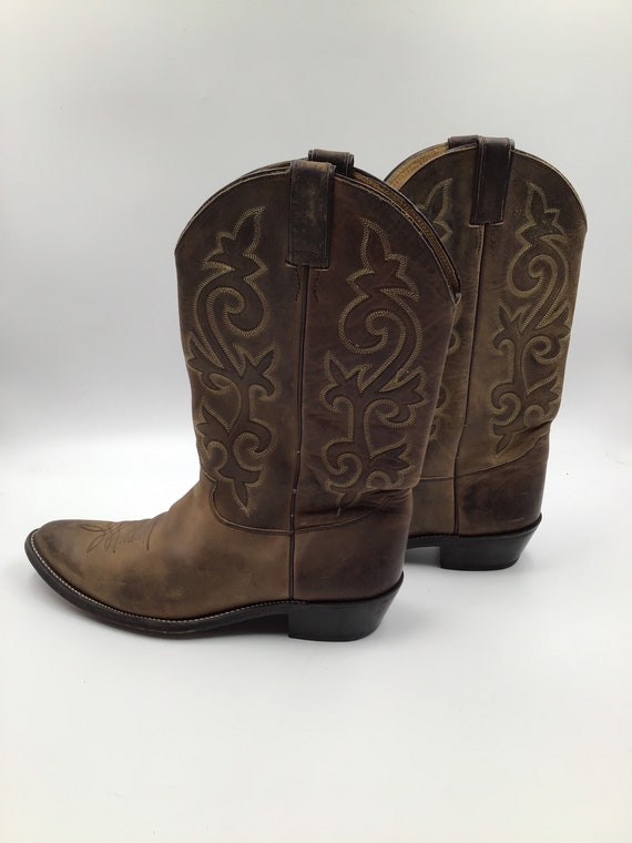 Justin brown men's boots real leather vintage boo… - image 4