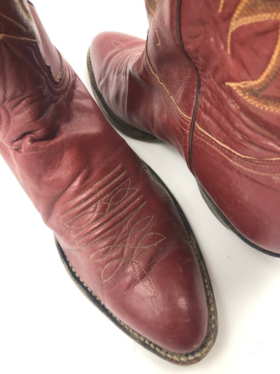Red men's boots from real leather vintage embroid… - image 7