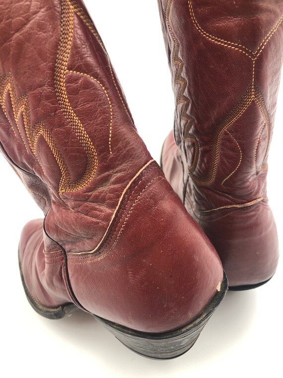Red men's boots from real leather vintage embroid… - image 6