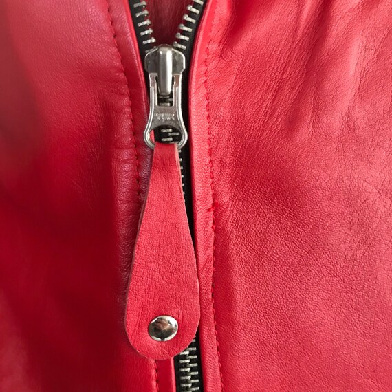 Red women's jacket from real leather casual jacke… - image 4