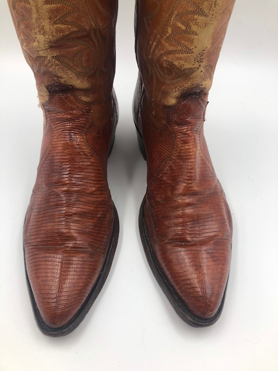 Orange boots, men's boots, real leather, vintage,… - image 2