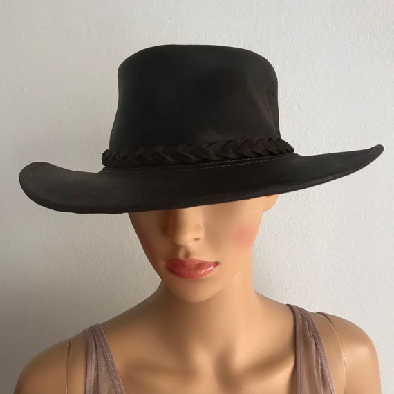 Brown hat from real leather cowboy hat western ha… - image 2