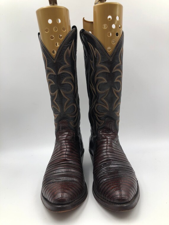 Brown men's boots real lizard leather vintage boo… - image 4