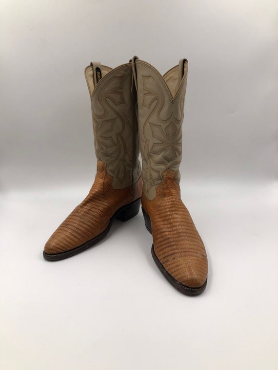 Beige boots 10 , men's boots, real iguana leather,