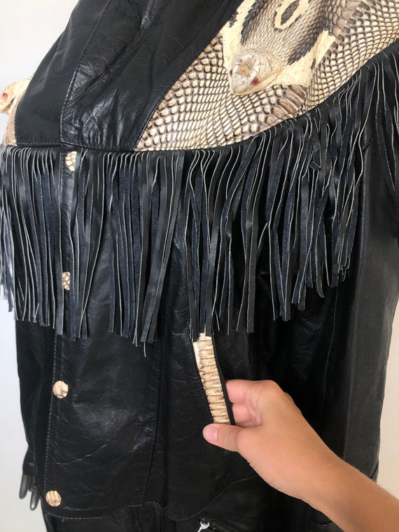 Black women's jacket from real python leather wit… - image 4
