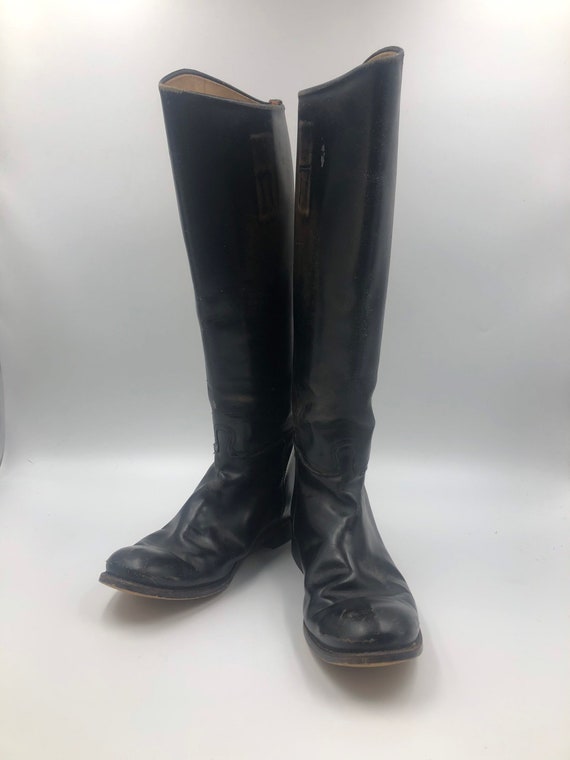 Black boots, men's boots, real leather, vintage bo