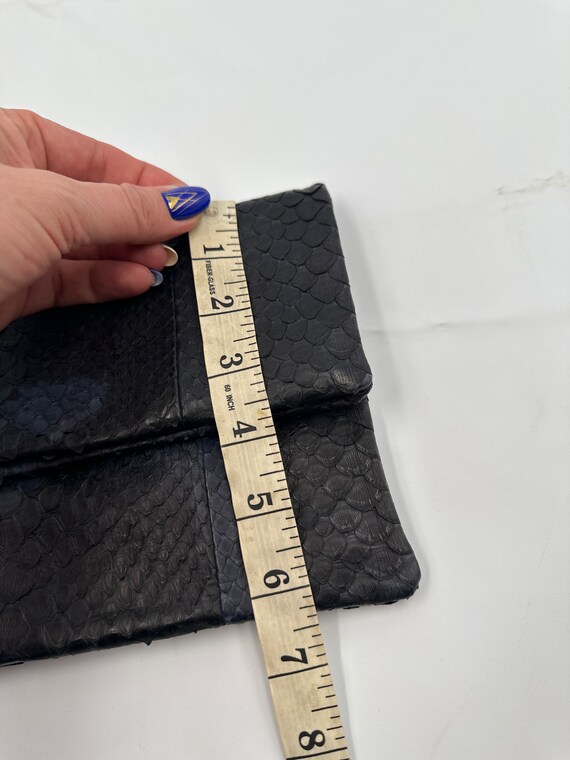 Black blue python skin hand bag , real python lea… - image 6