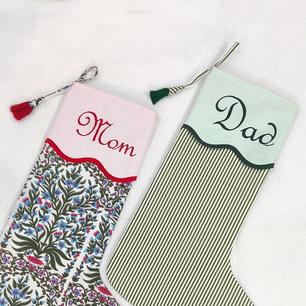 Monogram charges for Christmas Scalloped Stocking