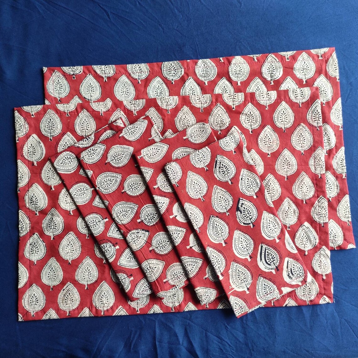 4 Napkins and 2 Cotton Table Placemats Indian Vintage Etsy