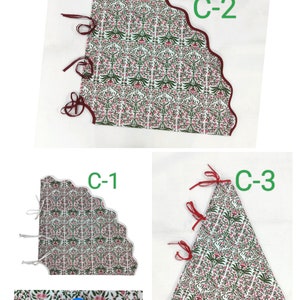 Christmas Scalloped piping green TREE skirt, printed tree skirt, striped tartan tree skirt, Christmas tree skirt image 7