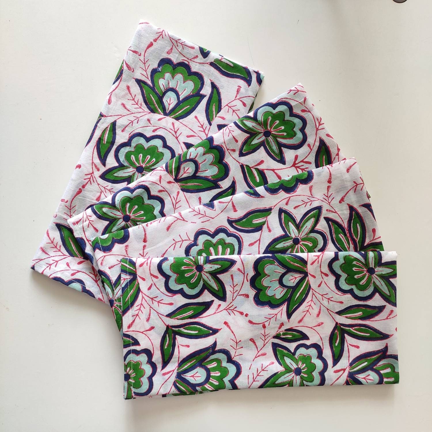 Conjunto de servilletas de tela de algodón impresa en bloque | Etsy
