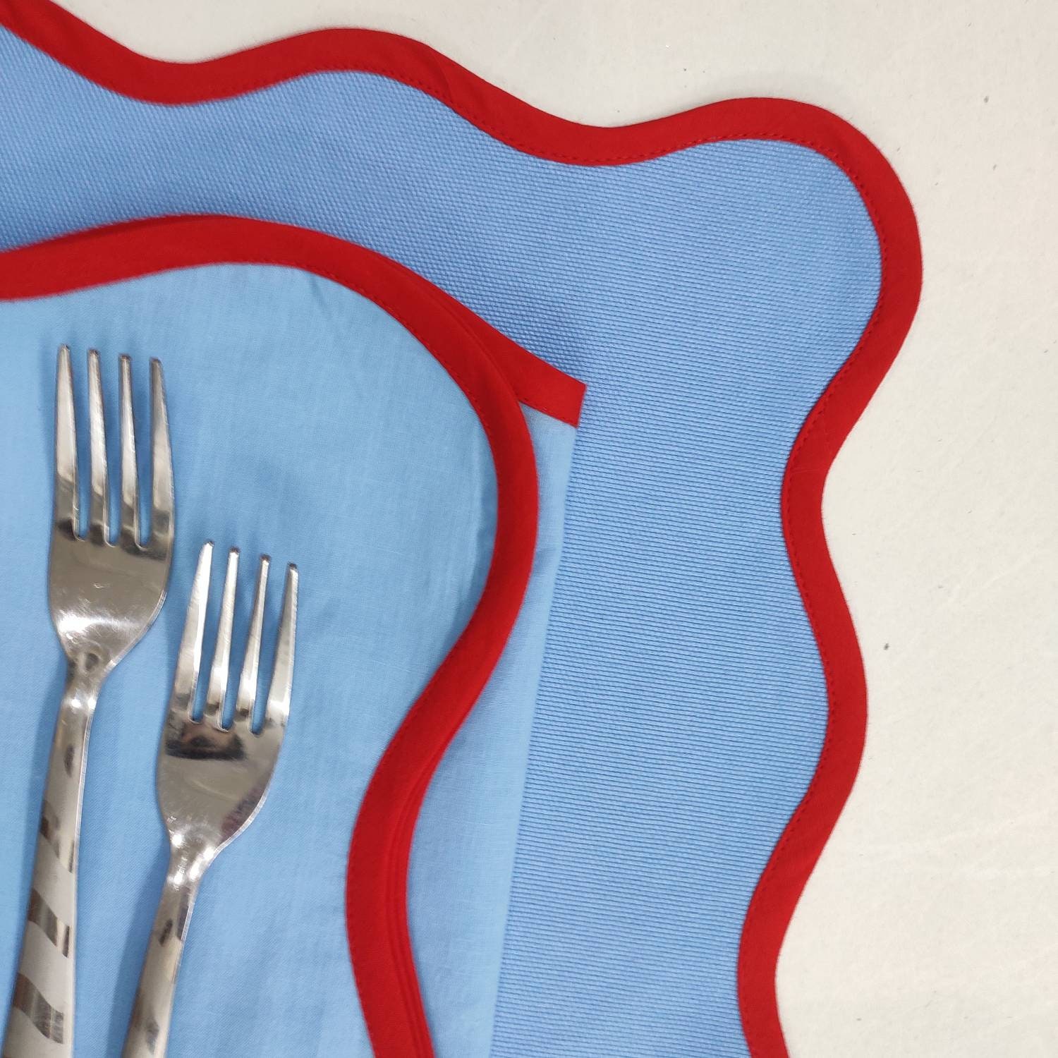 Table mat Scallop Placemats and Napkins light blue Table Etsy