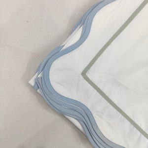 500 Thread Count White Cotton Percale Hotel Stitch Duvet Cover Set in 25 Diff. Scalloped + Straight Piping 1 Duvet Cover 2 Pillow Sham Cover