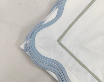 Juego de funda nórdica de percal de algodón blanco de 500 hilos con puntada de hotel, con 25 ribetes festoneados y rectos diferentes. Incluye 1 funda nórdica y 2 fundas de almohada.