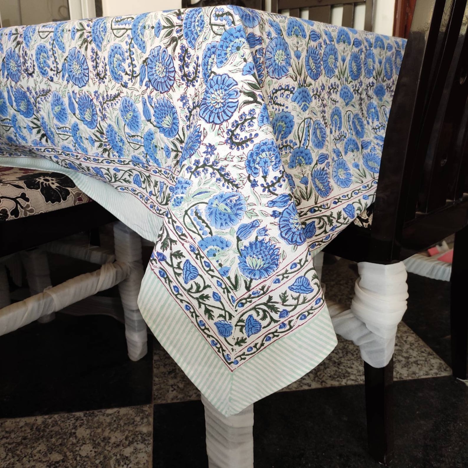 Indian Block Print Tablecloth Floral Cotton Table Cover Etsy