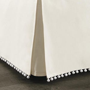 Pom Pom Bedskirt, Three Fabric Sides