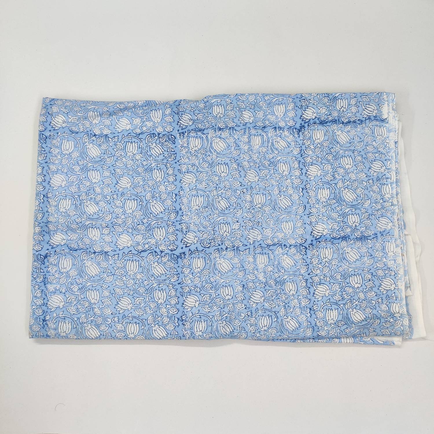 Light Blue Floral 100 Cotton Quilting Fabric by the Yard Etsy