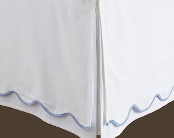 1 PIECE Scalloped Tailored BEDSKIRT 3 sided ONLY 100% Cotton Percale Drop from 8" to 39"