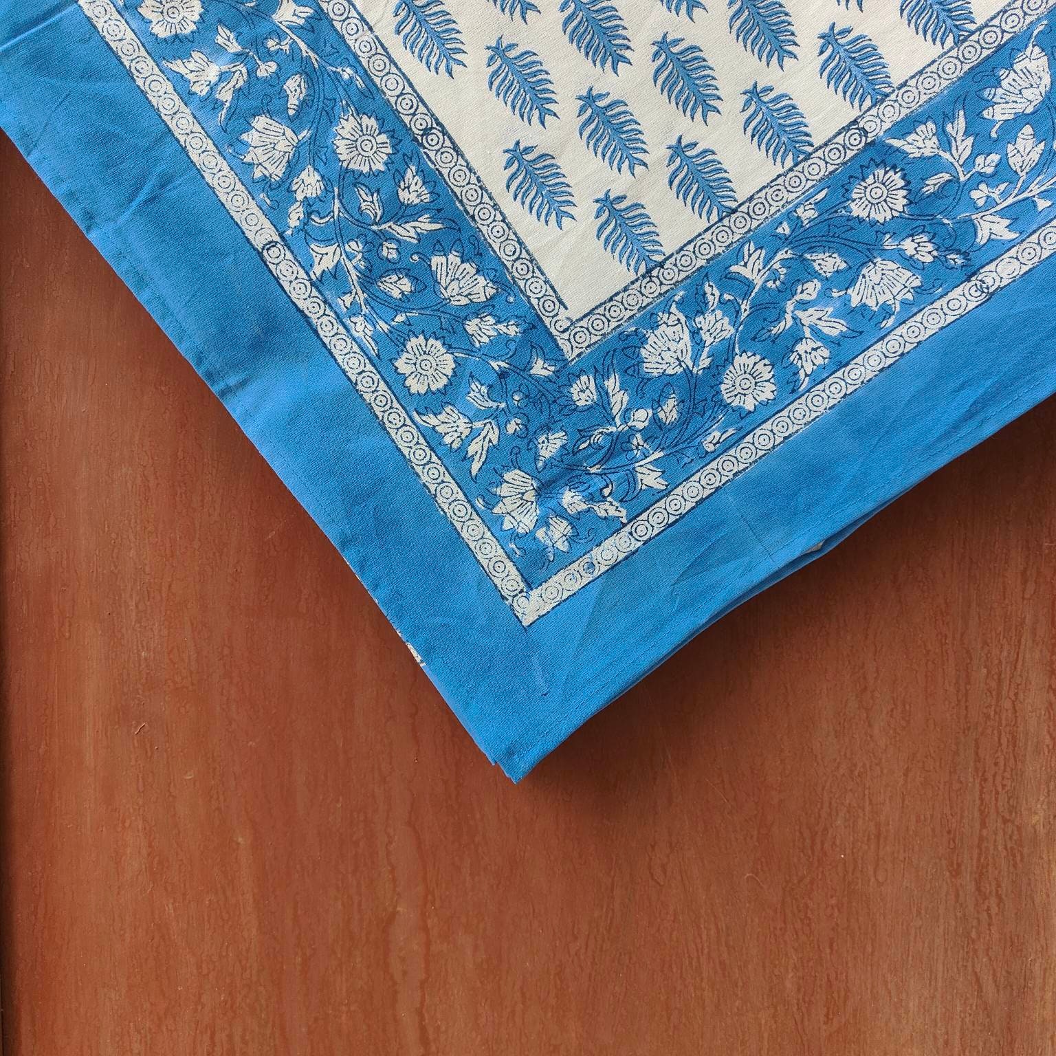 Blue and White Hand Block Print Tablecloth Table Cover India Etsy