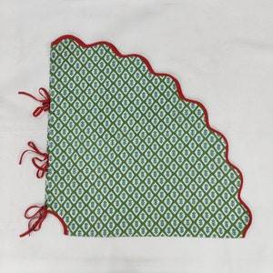 Christmas Scalloped piping green TREE skirt, printed blue tree skirt, striped tartan tree skirt, Christmas tree skirt