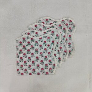Christmas Block Print, indian cotton napkins, hand printed napkins, cocktail napkins, table cloth napkins, floral housewarming gift