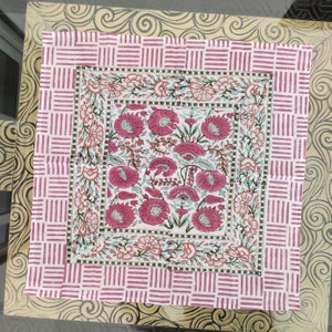 Indian Block Print, indian cotton napkins, hand printed napkins, cocktail napkins, table cloth napkins, floral housewarming gift