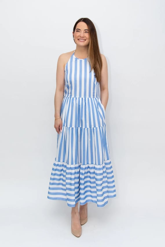 KELLY HALTER STRIPE midi Dress, Sleeveless Dress, Summer Dress, STRIPE Top sailtosable KELLY HALTER STRIPE midi Dress, Sleeveless Dress, Summer Dress, STRIPE Top sailtosable