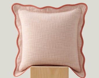 Ausgebogte Boho Kissenbezüge - 100% Baumwolle, 20x20, Shell Pink, Modernes Wohndekor für Sofa, Couch, Wohnzimmer, Made in India, 2er-Set