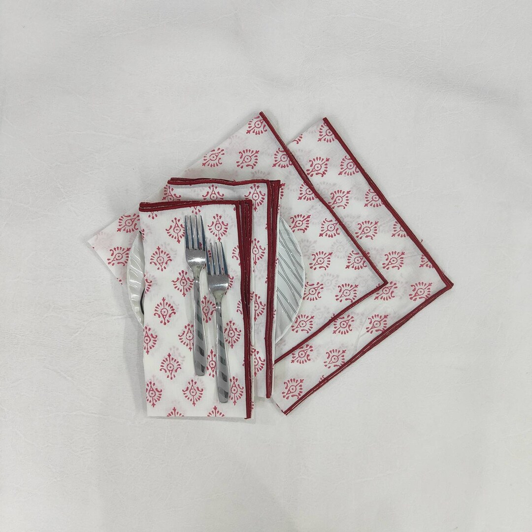 Cloth Embroidered Napkins, Indian Cotton Napkins, Party Napkins, Floral