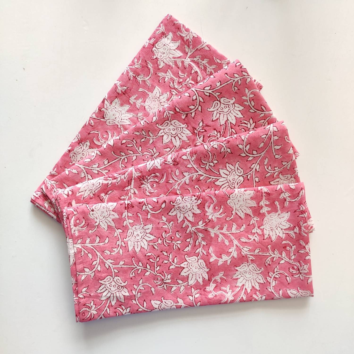 Indian block printed Pink floral napkins Indian Napkins Etsy