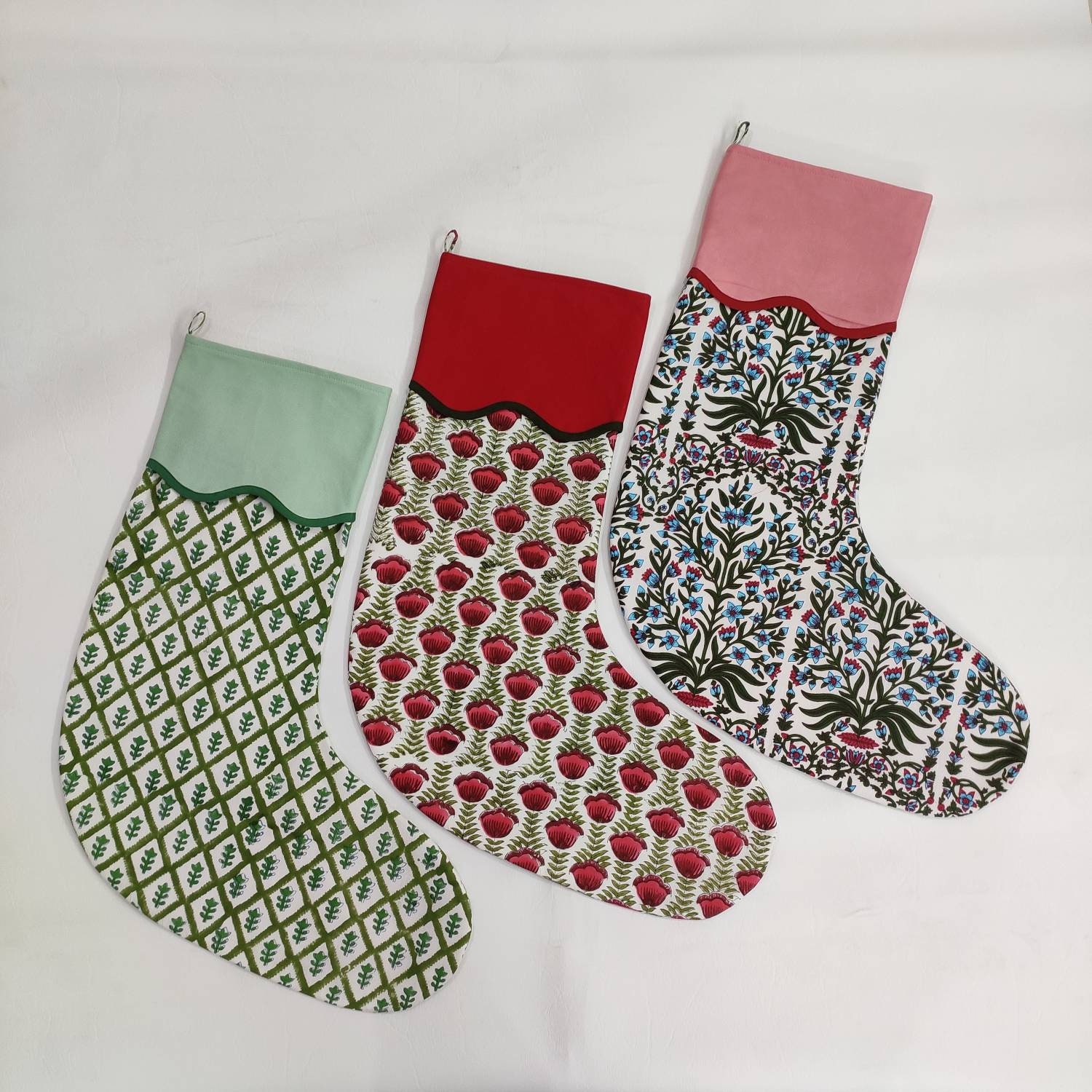 Bas de Tuyauterie Festonnée Noël, Décoratif Bas Imprimé Géométrique, Bruns, Rustique