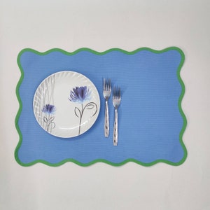 Table Linens Light Green PlaceMats Piping Mats and Cotton wave scallop cloth cocktail Placemats,fathers day gift