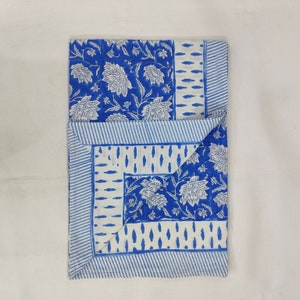 Blue and White Hand Block Print Tablecloth Table Cover India Cotton Table Linen, Custom Tablecloth, Gift for Mom